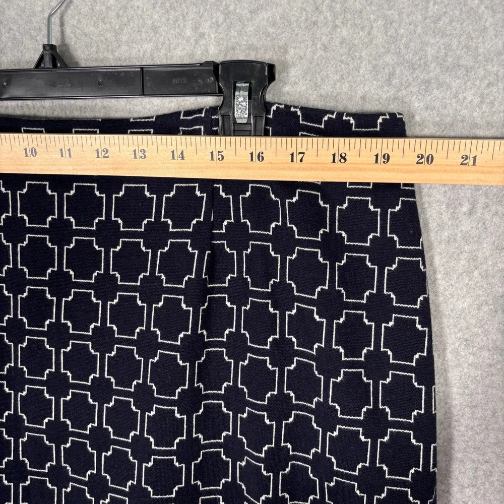 Talbots Mini Skirt 14W Navy White Geometric Ponte Knit Stretch Career Classic